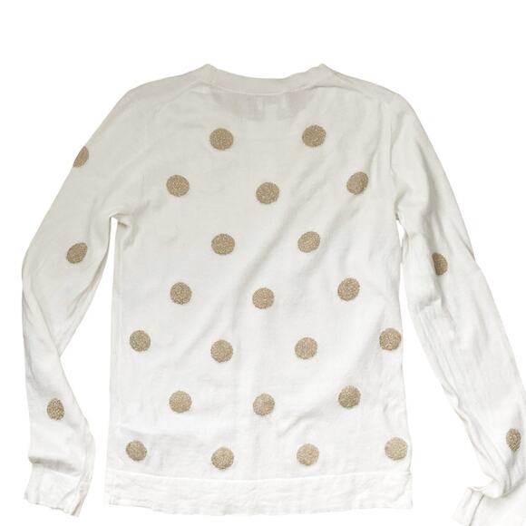 J. CREW Teddie Crewneck cream sweater with gold metallic dots - Picture 3 of 7
